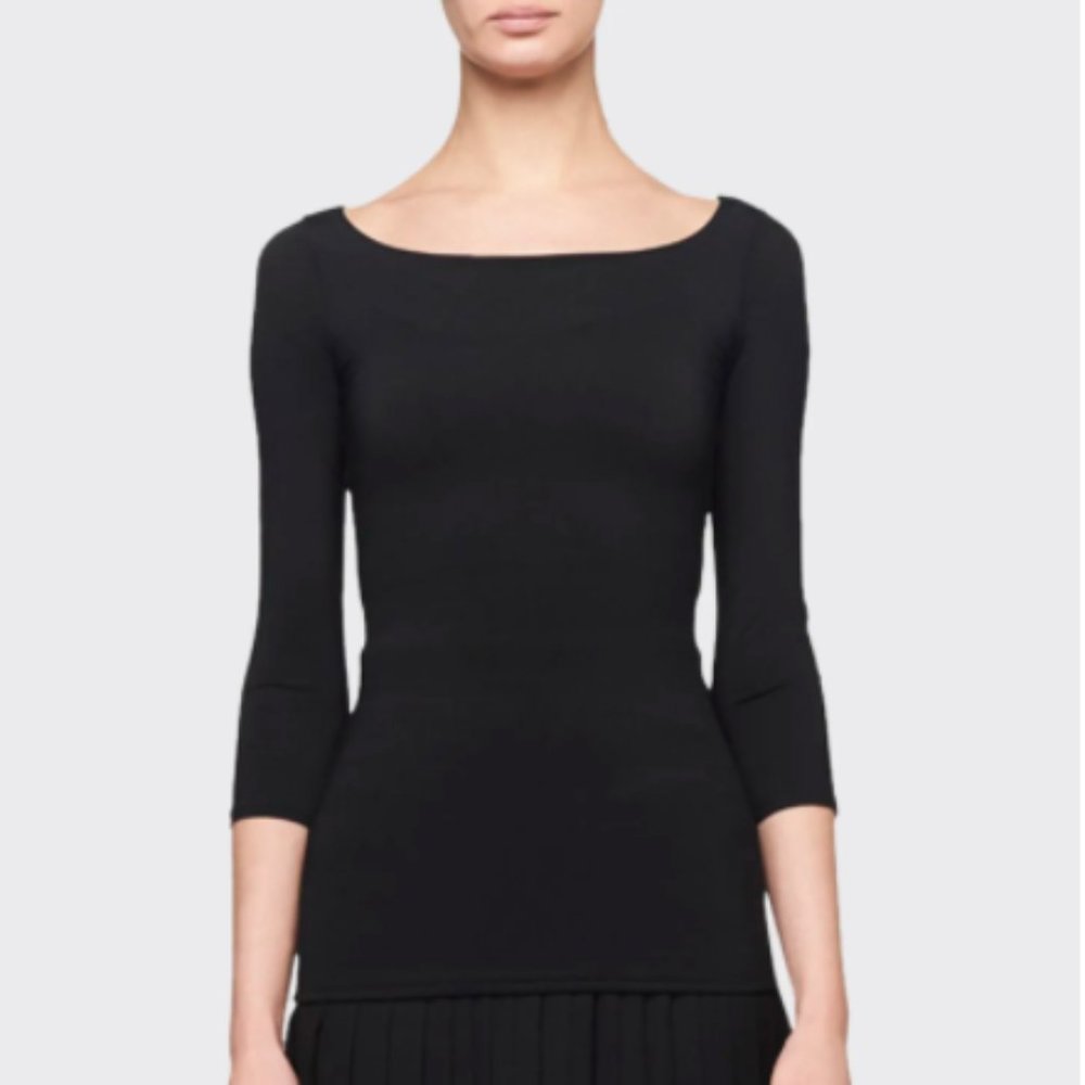 Lafayette 148 New York Wide Neck Fitted Top Size M